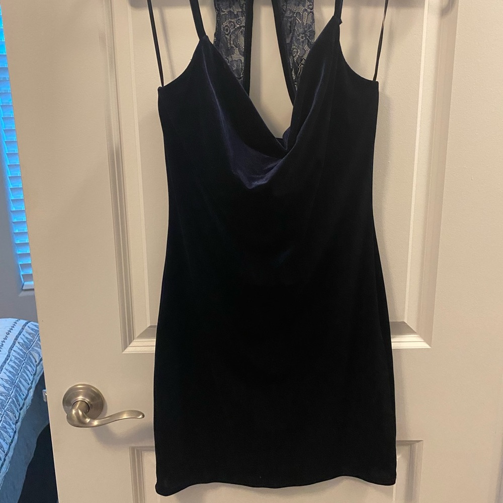 Navy Blue Velvet Dress size L